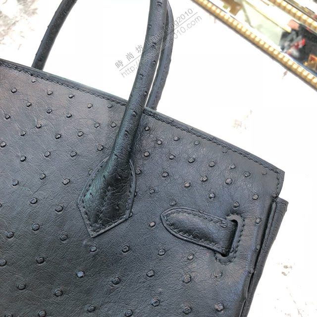 Hermes女包 愛馬仕Birkin30cm Hermes鉑金包 進口k級鴕鳥皮 手工蠟線縫製 Hermes鴕鳥皮手提女包  am1987